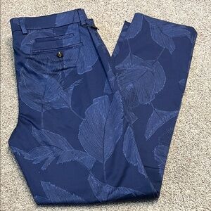 Murano Navy Leaf Pattern Men's Dress Pants